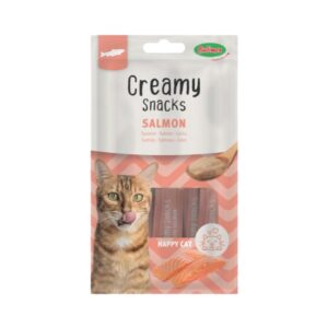 BUBIMEX Creamy Snacks Salmón (4x15 gr) - Snack Cremoso Complementario para Gatos Adultos con Taurina (Happy Cat)