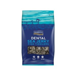 FISH4DOGS Dental Sea Jerky (Fish Tiddlers) (115 gr) - Snacks en Mini Cubos Dentales de Piel de Pescado para Perros