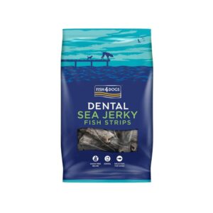 FISH4DOGS Dental Sea Jerky (Fish Strips) (100 gr) - Snacks en Tiras Dentales de Piel de Pescado para Perros