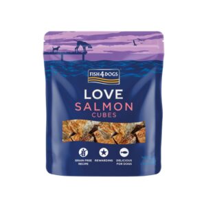 FISH4DOGS Love Cubes Salmon (85 gr) - Snacks en Cubos Naturales para Perros Sin Cereales