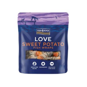 FISH4DOGS Love Fish Wraps Sweet Potato (100 gr) - Snacks en Rollitos de Pescado con Batata Sin Cereales para Perros