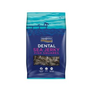 FISH4DOGS Dental Sea Jerky (Fish Squares) (115 gr) - Snacks en Cuadrados Dentales de Piel de Pescado para Perros
