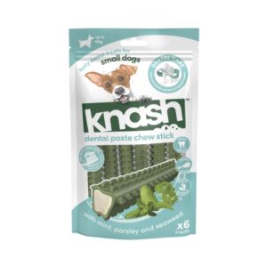 KNASH Dental Paste Chew Stick Small (6 uds) - Snack Dental con Pasta Funcional para Perros Pequeños (Hasta 10 kg) con Menta, Perejil y Algas
