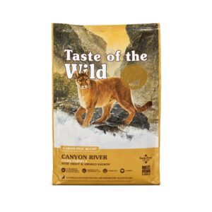 TASTE OF THE WILD Canyon River Feline (Trucha y Salmón Ahumado) - Alimento Completo en Pienso Seco Sin Cereales para Gatos de Todas las Edades