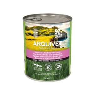 ARQUIVET Adult (Lata 800 gr) Cordero y Pollo - Alimento Húmedo en Paté para Perros Adultos de Todas las Razas con Guisantes y Aceite de Salmón