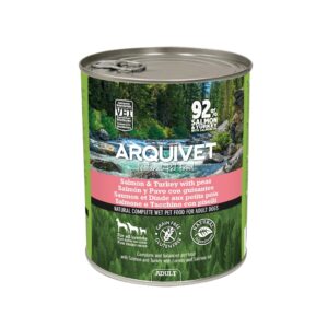 ARQUIVET Adult (Lata 800 gr) Salmón y Pavo - Alimento Húmedo en Paté para Perros Adultos de Todas las Razas con Guisantes y Aceite de Salmón