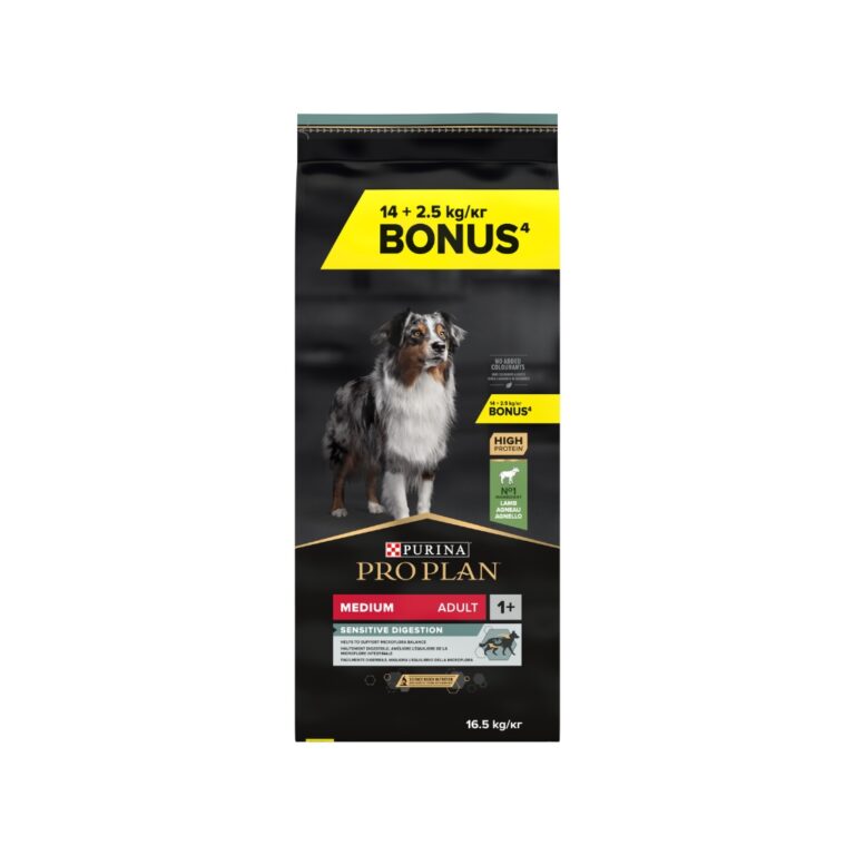 PRO PLAN Sensitive Digestion Adult Medium (16,5 kg) - Pienso Seco para Perros Adultos (Mas de 1 Año) con Digestiones Sensibles (Cordero)