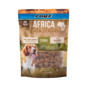 ROGZ Skin & Coat Support Cebra (100 gr) - Snack Funcional para el Apoyo de la Piel y el Pelo en Perros con Proteína Exótica de África