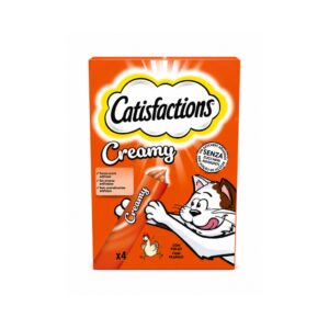 CATISFACTIONS Creamy (4x10 gr) - Snack Premios para Gatos Cremoso (Pollo ó Salmón)