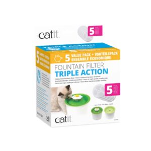 CATIT Filtro de Triple Acción para Flower Fountain - Recambio de Filtración 3 en 1 (Packs de 2, 5 o 12 uds)