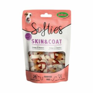 BUBIMEX Softies Skin & Coat (120 gr) - Snacks Masticables sin Cuero con Pollo, Omega 3 y Vitamina E para el Cuidado de la Piel y el Pelo del Perro