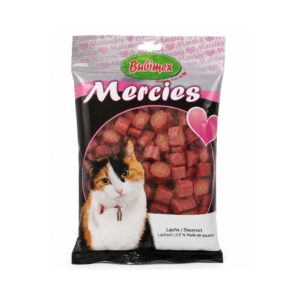 BUBIMEX Mercies (100 gr) Salmón - Snacks con forma de Pececitos Semihúmedos con Salmón y Aceite de Salmón para Gatos