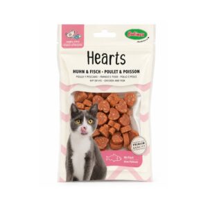 BUBIMEX Hearts (50 gr) - Snacks Tiernos en Forma de Corazón con Pollo y Pescado para Gatos