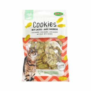 BUBIMEX Cookies (50 gr) con Salmón y Hierba Gatera - Snacks Crujientes en Forma de Pez para Gatos