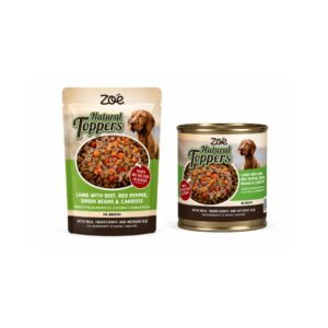 ZOË Natural Toppers - Alimento Húmedo Complementario para Perros de Trozos en Caldo (Cordero con Vacuno, Pimiento Rojo, Judías Verdes y Zanahorias)