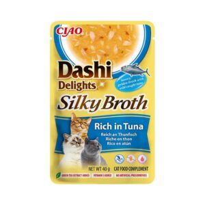 DASHI DELIGHTS Silky Broth con Atún (40 gr) - Caldo Sedoso con Tiras Reales de Atún para Gatos