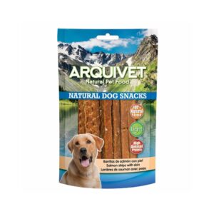 ARQUIVET Natural Dog Snacks - Snacks Naturales de Barritas de Salmón con Piel