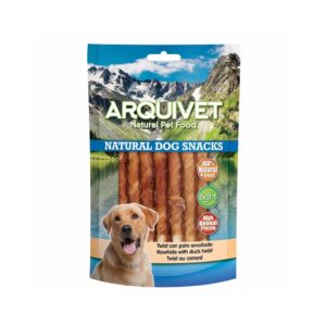 ARQUIVET Natural Dog Snacks - Snacks Naturales de Twist de pato enrollado (13 cm aprox)