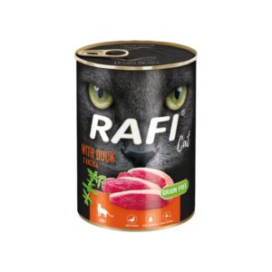 RAFI Cat Pato (400 gr) - Alimento Húmedo en Mousse Sin Cereales para Gatos Adultos