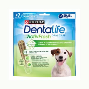PURINA Dentalife ActivFresh Small (7 Sticks) - Snack Dental con Espirulina y Miel para Perros de Raza Pequeña (7-12 kg)